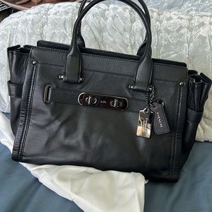 COACH NY SWAGGER Carryall Black on black Soft Grain leather NWT